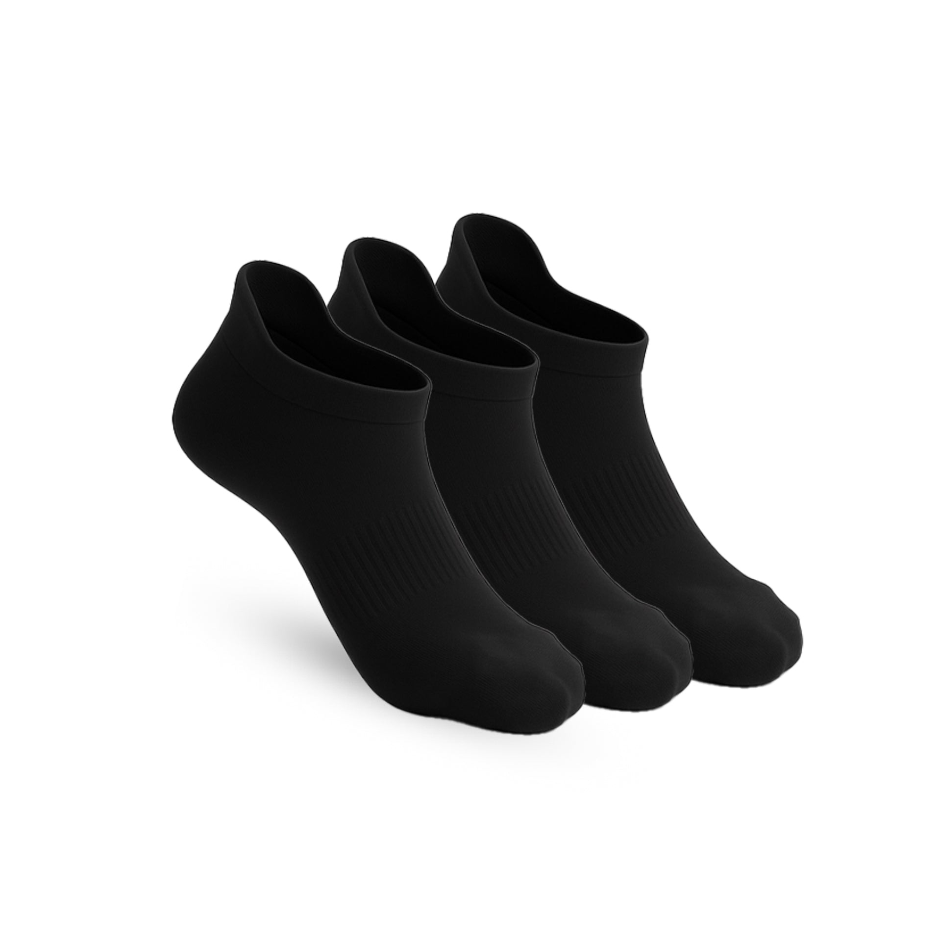 3 - Pack Padded Stretch Diabetic Ankle Socks - Black - ComfortWear