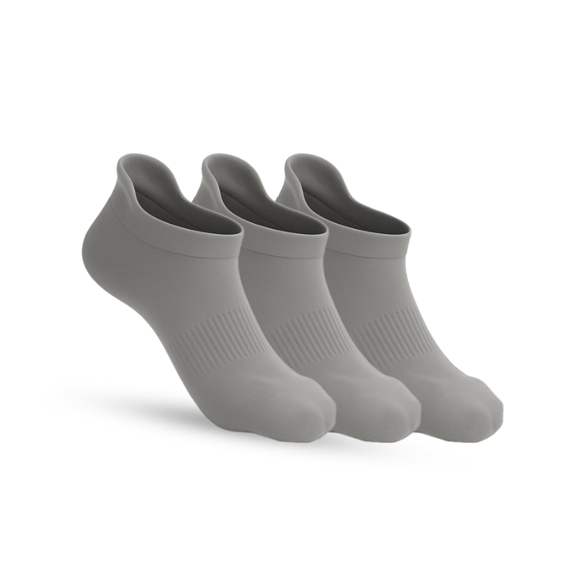 3 - Pack Padded Stretch Diabetic Ankle Socks - Grey - ComfortWear