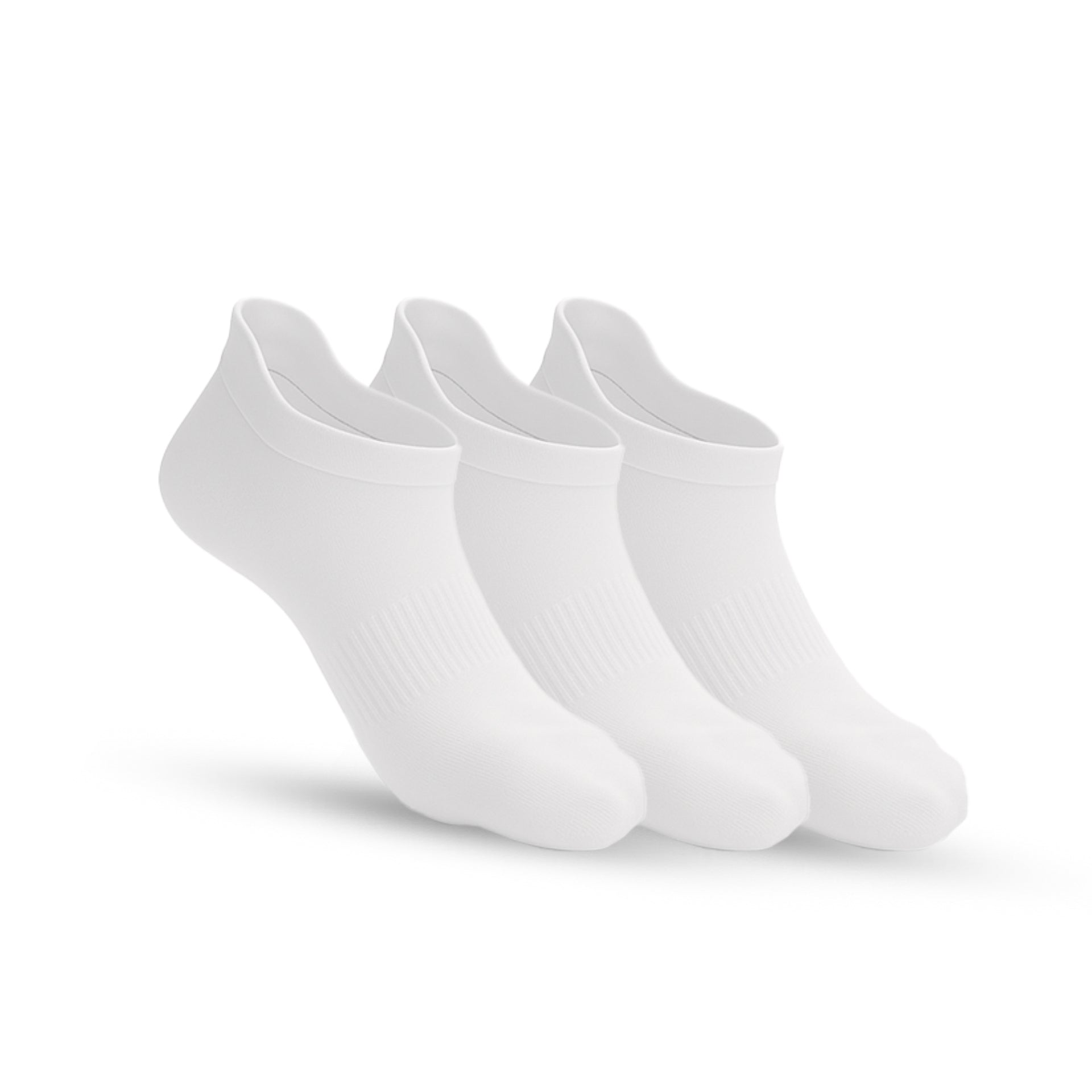 3 - Pack Padded Stretch Diabetic Ankle Socks - White - ComfortWear