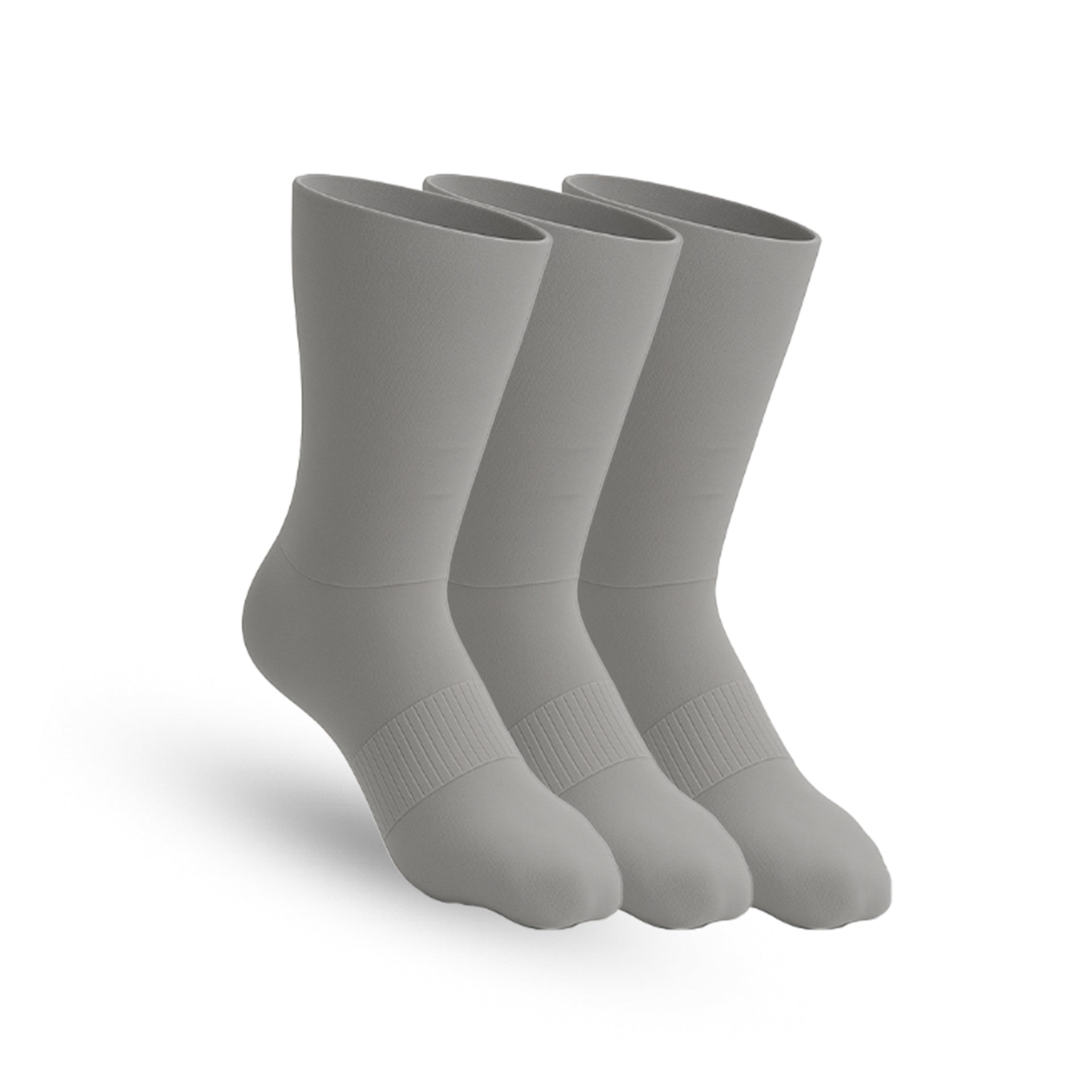 3 - Pack Padded Stretch Diabetic Crew Socks - Grey - ComfortWear