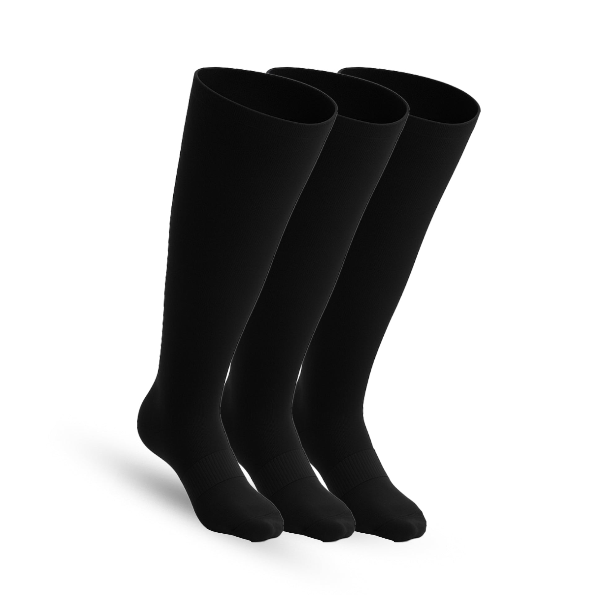 3 - Pack Padded Stretch Diabetic Knee Socks - Black - ComfortWear