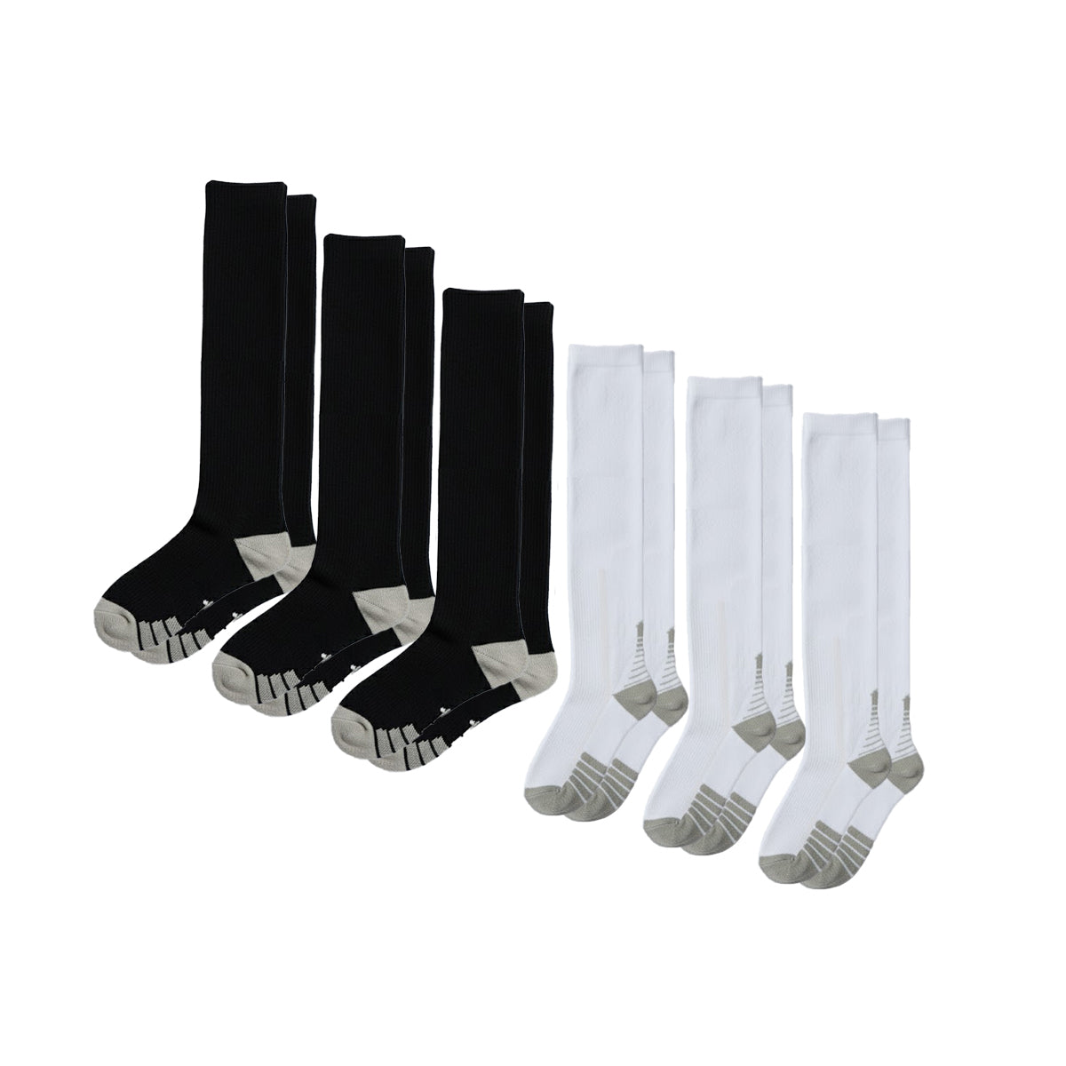 6-Pack Black & White Compression Sock Bundle