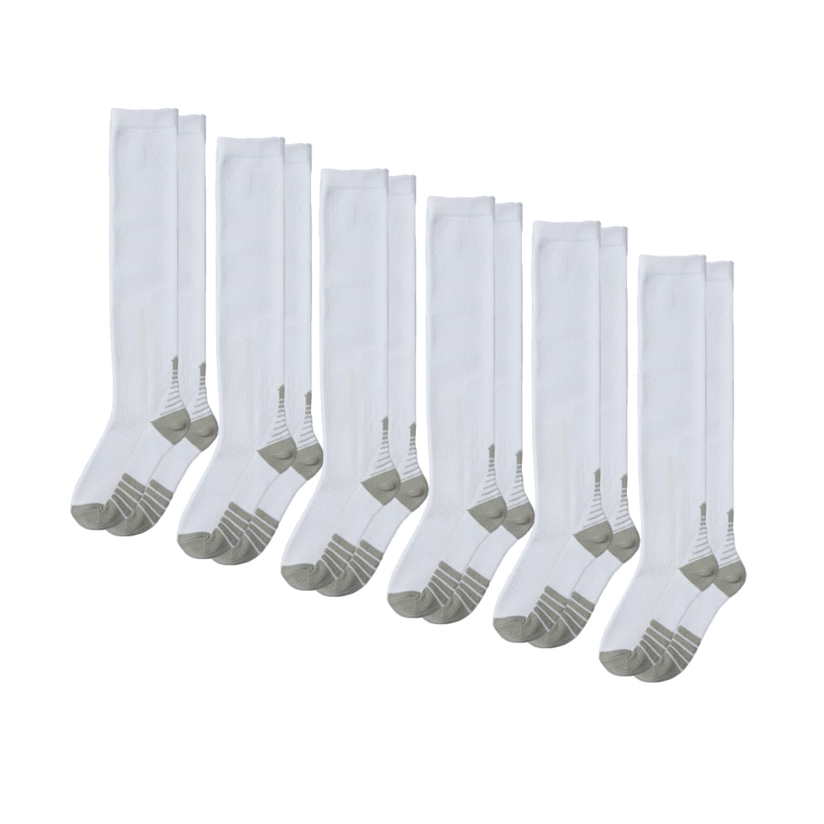 6-Pack White Compression Sock Bundle
