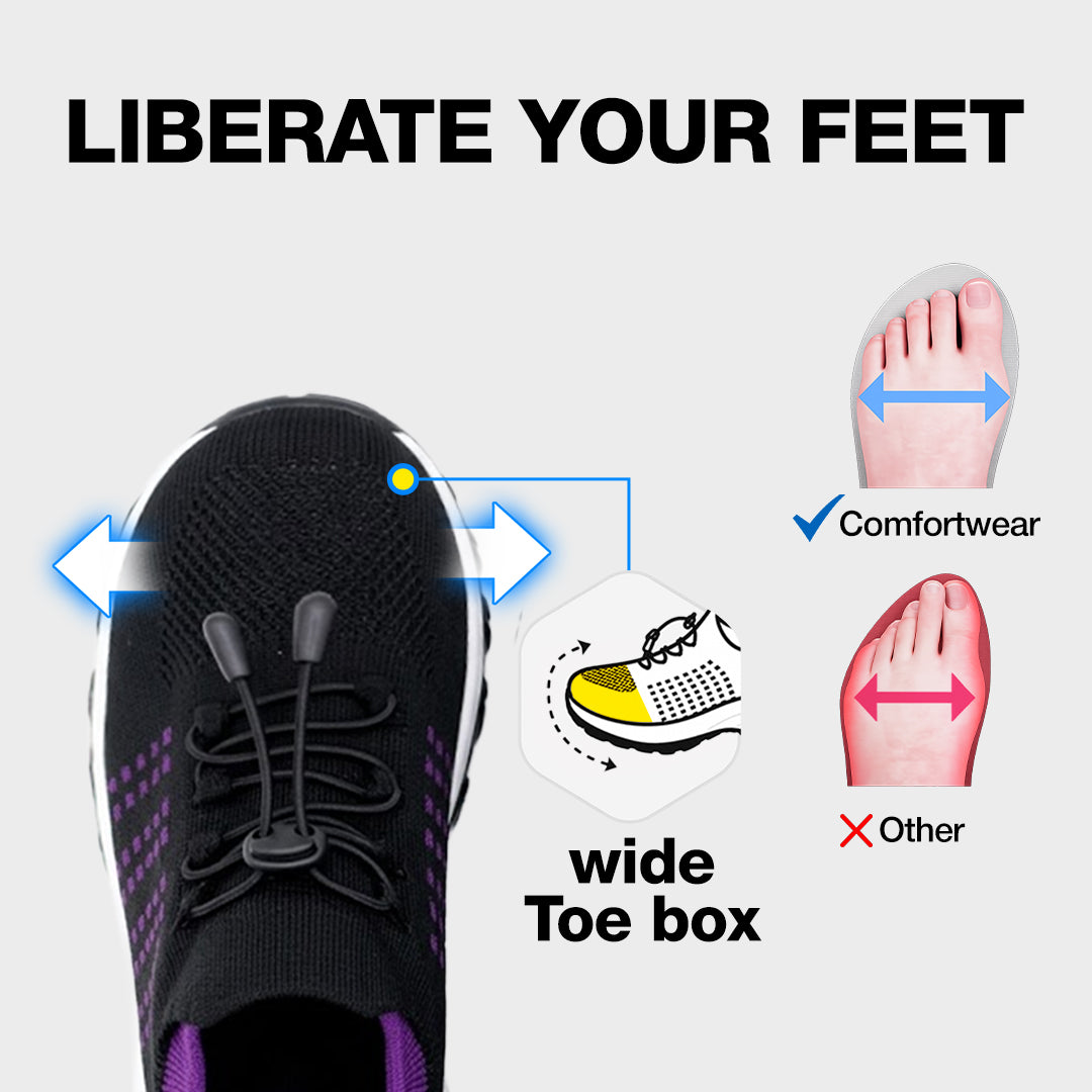 Ortho Stretch Cushion Shoes - Black Purple