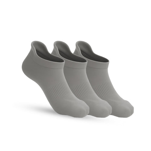 3 - Pack Padded Stretch Diabetic Ankle Socks - Grey - ComfortWear