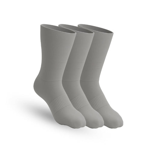 3 - Pack Padded Stretch Diabetic Crew Socks - Grey - ComfortWear