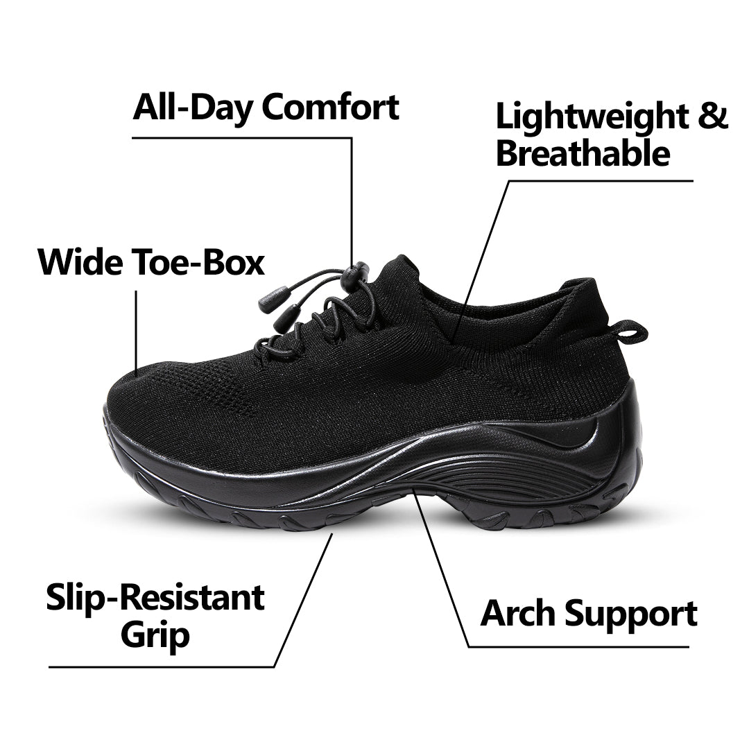 Ortho Stretch Cushion Shoes - Midnight Black