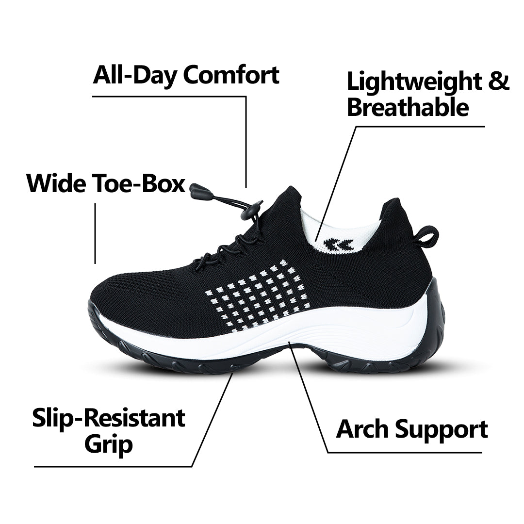 Ortho Stretch Cushion Shoes - Black White