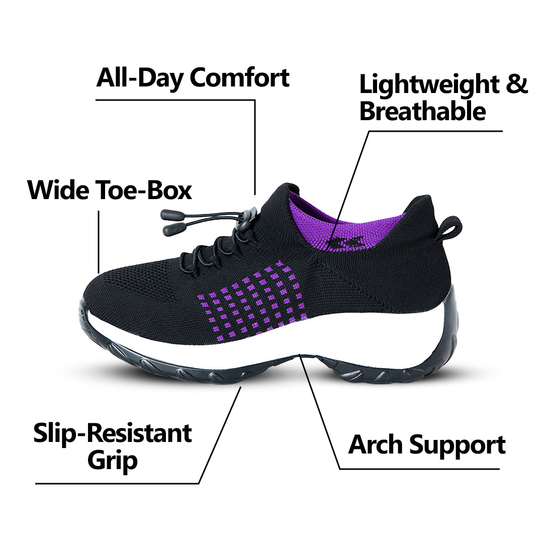 Ortho Stretch Cushion Shoes - Black Purple