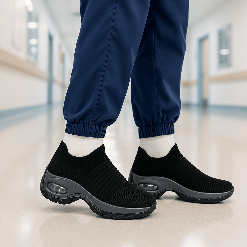 Breathable No - Tie Stretch Shoes - Black Grey - ComfortWear