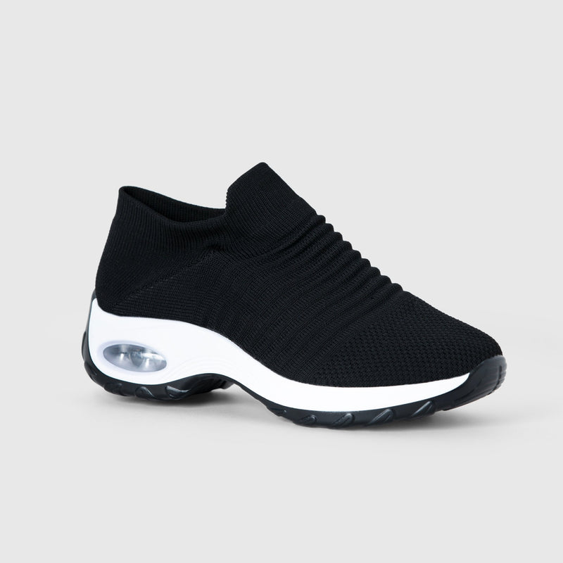 Breathable No - Tie Stretch Shoes - Black White - ComfortWear