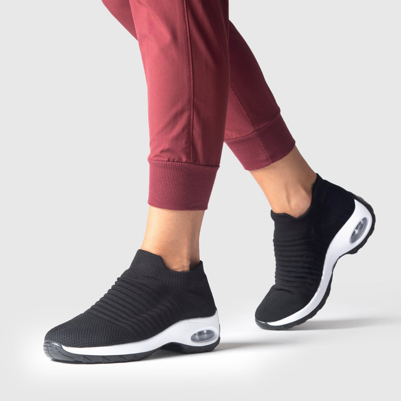 Breathable No - Tie Stretch Shoes - Black White - ComfortWear