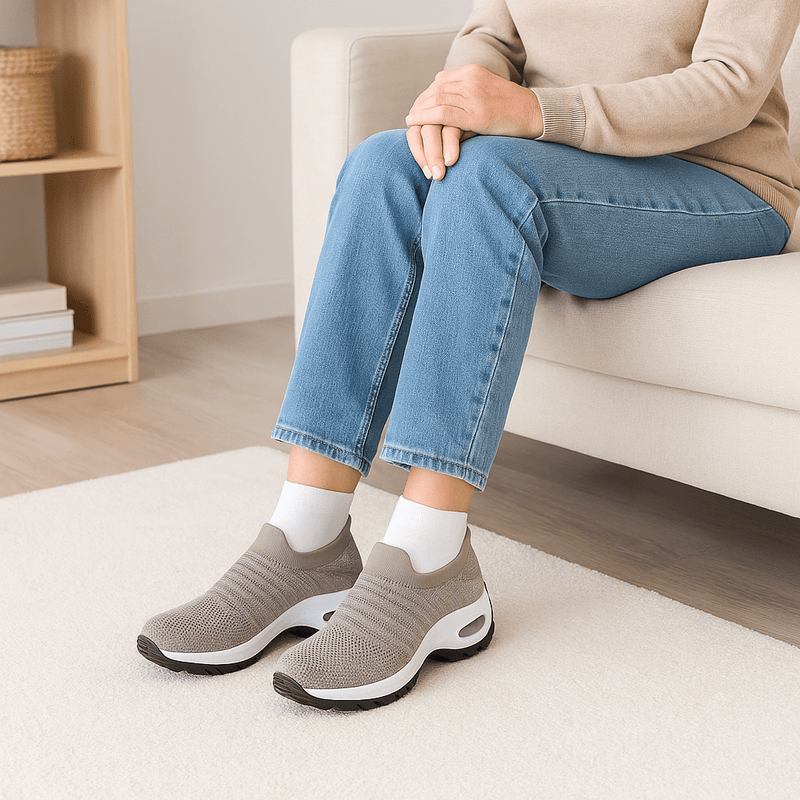 Breathable No - Tie Stretch Shoes - Khaki - ComfortWear