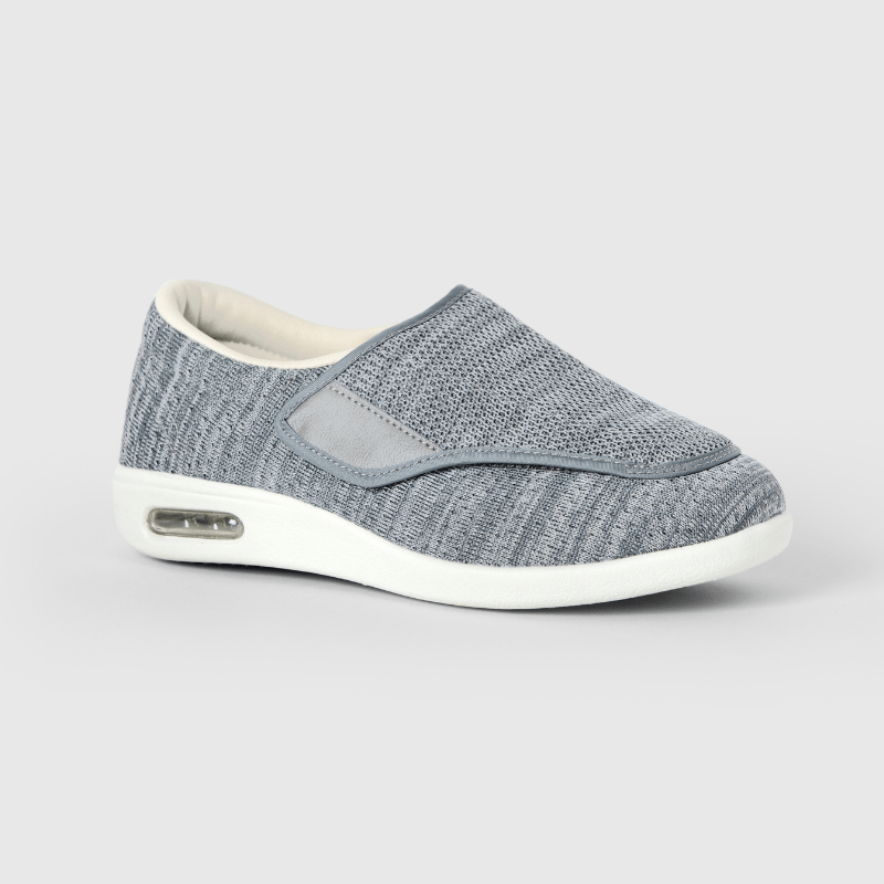 Chloe Stretch No - Tie Wide Shoes w/ Adjustable Closure - Silver - ComfortWear
