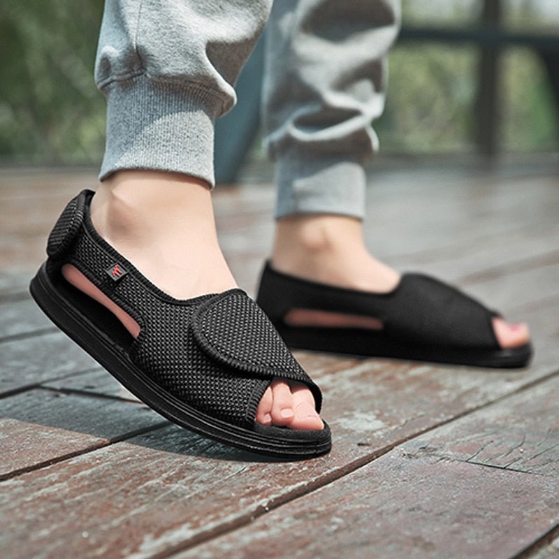Chelsea Diabetic Wide Feet Sandals - Black - ComfortWear Store