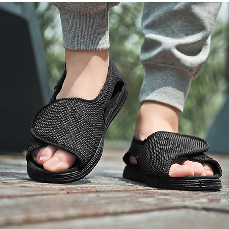 Chelsea Diabetic Wide Feet Sandals - Black - ComfortWear Store