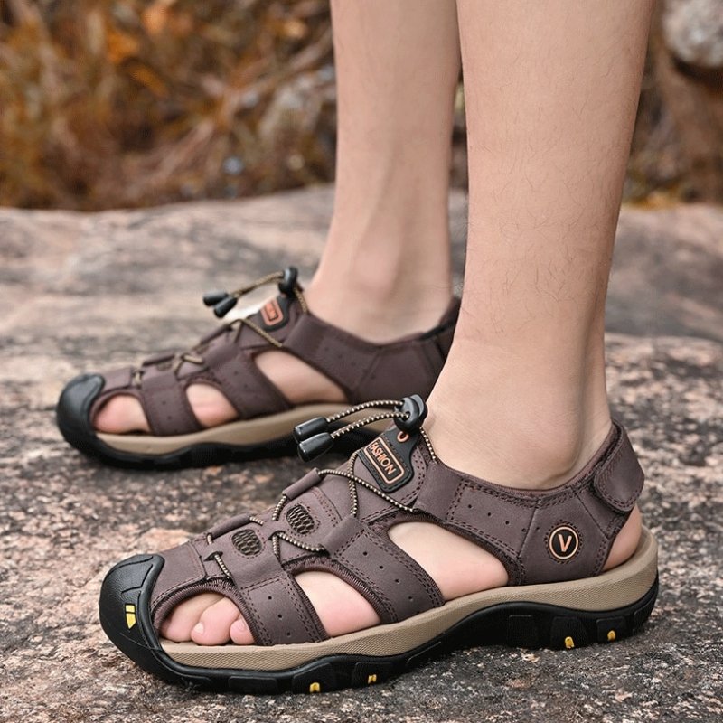 Men's High-Altitude Ortho Heel Strap Sandals - Coffee - ComfortWear Store