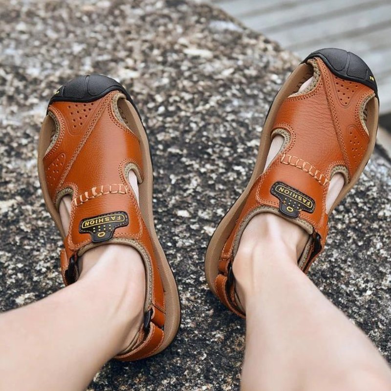 Men's High-Altitude Ortho Heel Strap Sandals - Orange - ComfortWear Store