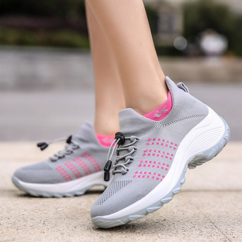 Ortho Stretch Cushion Shoes - Gray Pink - ComfortWear Store