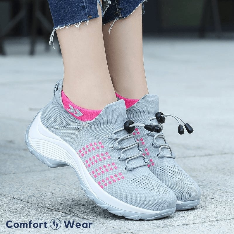 Ortho Stretch Cushion Shoes - Gray Pink - ComfortWear