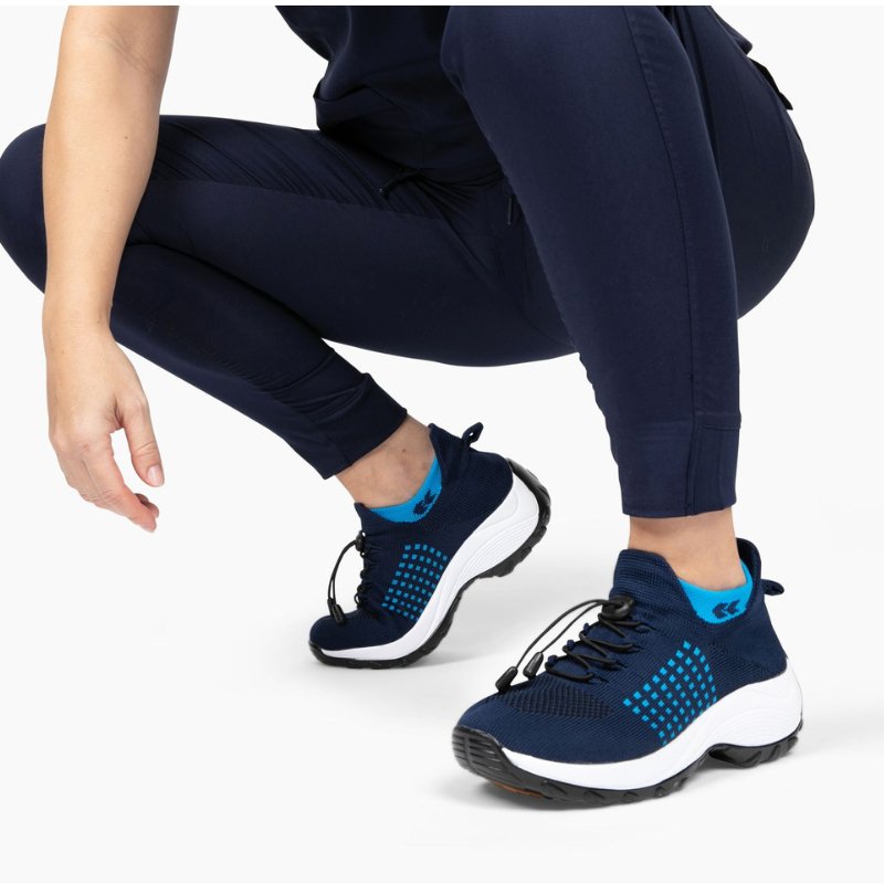 Ortho Stretch Cushion Shoes - White Blue - ComfortWear Store