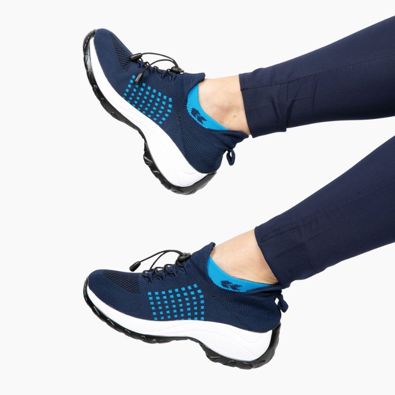 Ortho Stretch Cushion Shoes - White Blue - ComfortWear Store